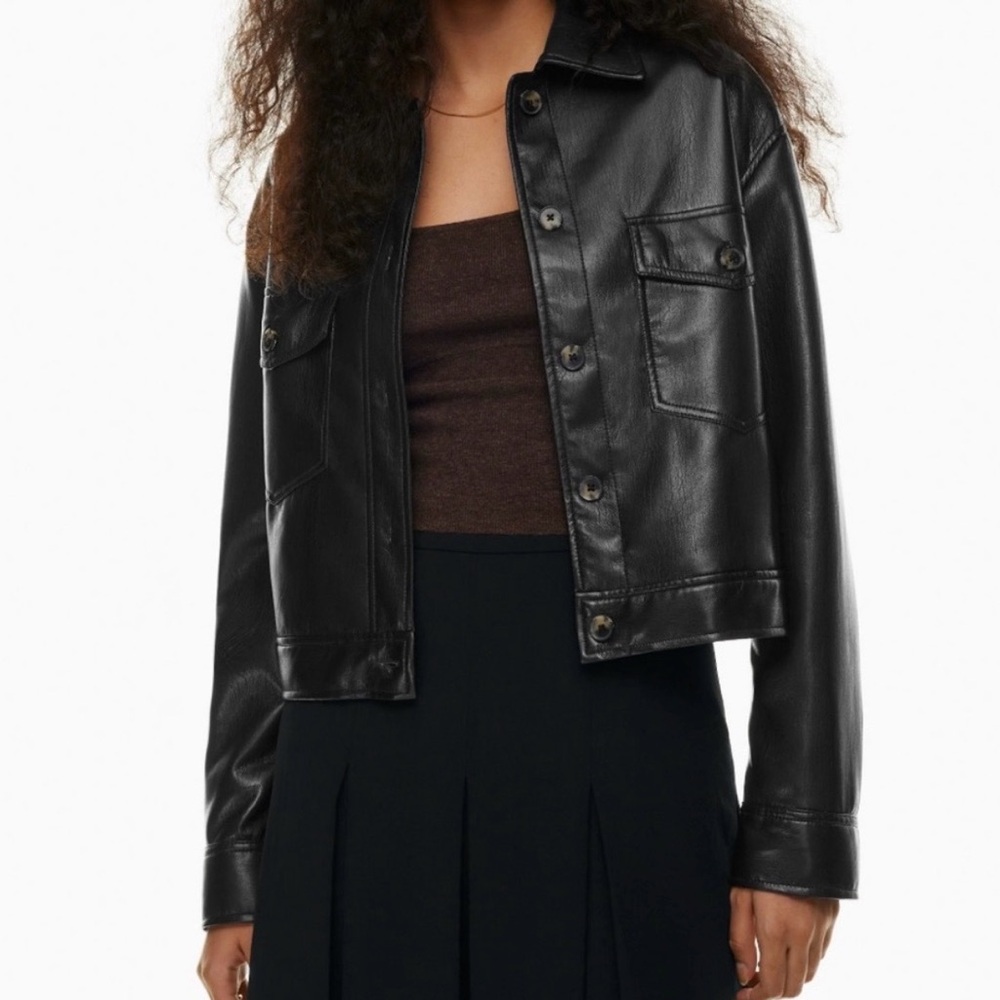 Aritzia Wilfred Faux Leather Boxy Black Jacket Women’s Size XS